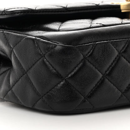 Chanel Shiny Lambskin Quilted Small Daily Friend Flap Black 9 of 13