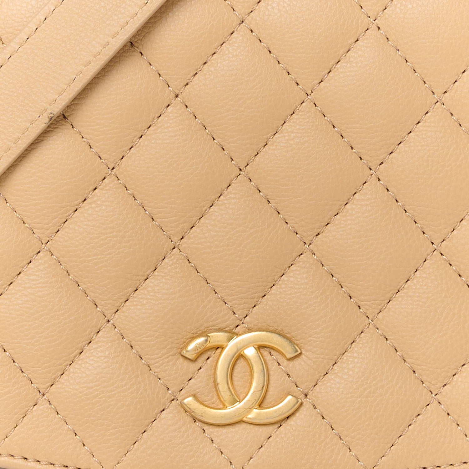 Chanel Grained Calfskin Quilted Messenger Flap Beige 8 of 10
