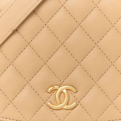 Chanel Grained Calfskin Quilted Messenger Flap Beige 8 of 10