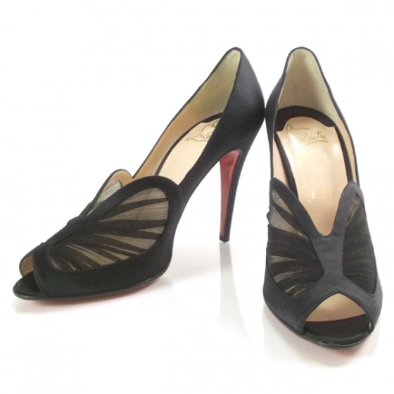 Christian Louboutin Crepe Satin Papilipi 100 Pumps 40.5 Black 1 of 8