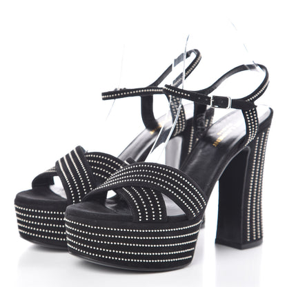 Saint Laurent Suede Studded Candy 80 Platform Sandals 39.5 Black 3 of 9