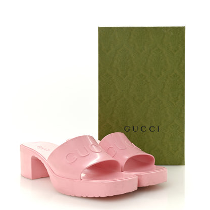 Gucci Rubber Gucci Logo Womens Platform 20/60mm Slide Sandals 41 Wild Rose 13 of 13