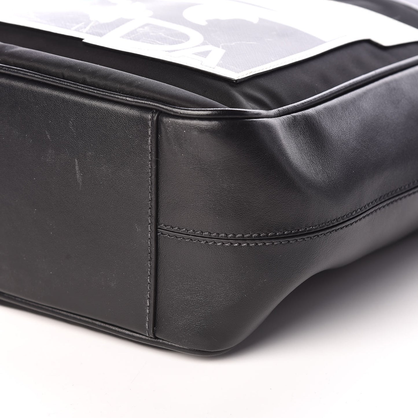 X JAMES JEAN Calfskin Nylon Robot Monkey Flat Messenger Black