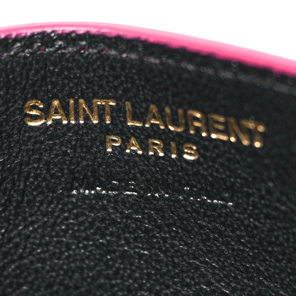 Saint Laurent Grain De Poudre Matelasse Chevron Monogram Credit Card Case Fresh Fuxia 6 of 11