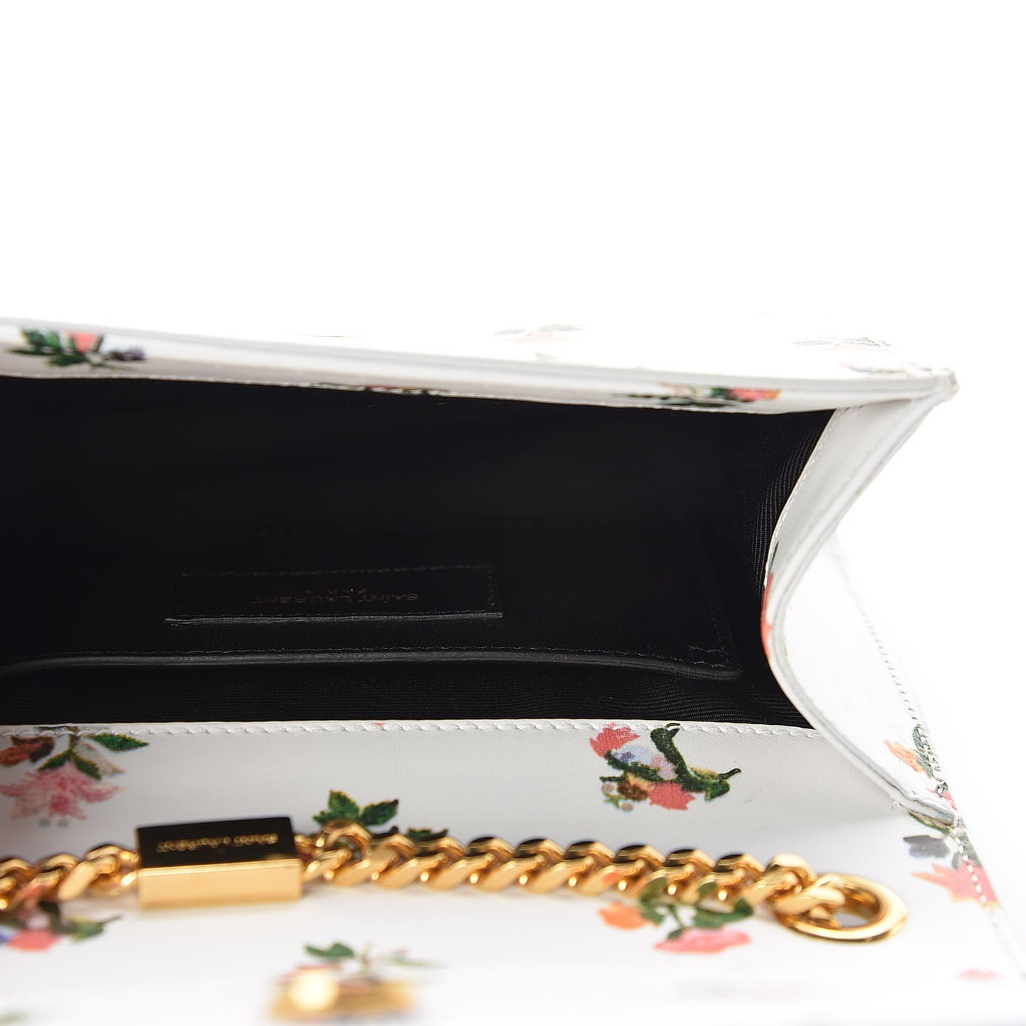 Calfskin Prairie Flower Printed Small Classic Monogram Kate Satchel White