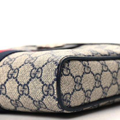 Gucci GG Supreme Monogram Textured Dollar Calfskin Web Small Ophidia Messenger Bag Beige Blue 10 of 12