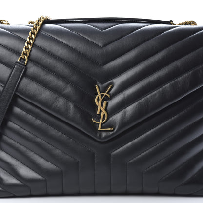 Saint Laurent Calfskin Y Quilted Monogram Large Loulou Chain Satchel Black 8 of 11