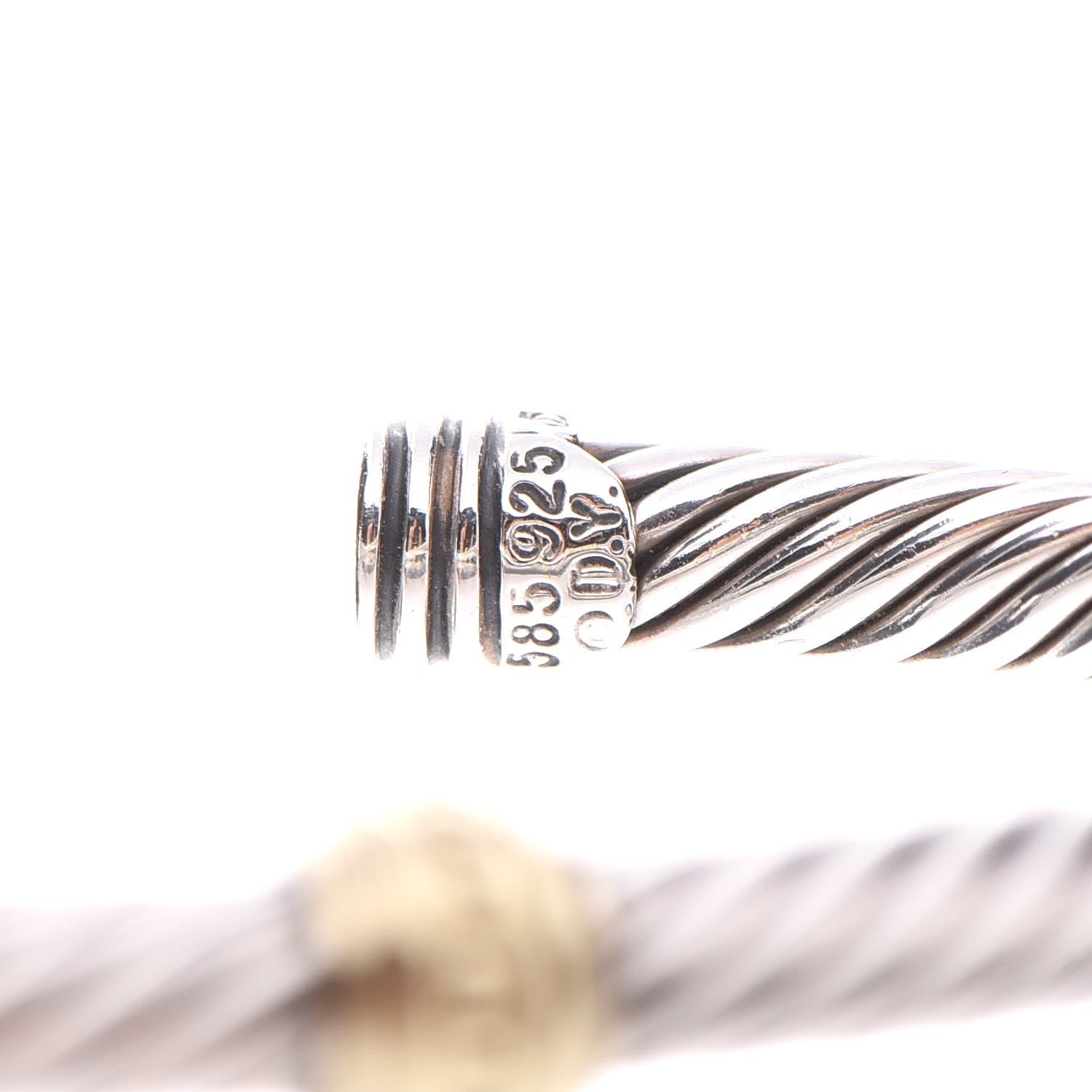 David Yurman Sterling Silver 14K Yellow Gold 5mm Cable Classics Single Station Bracelet 5 of 5