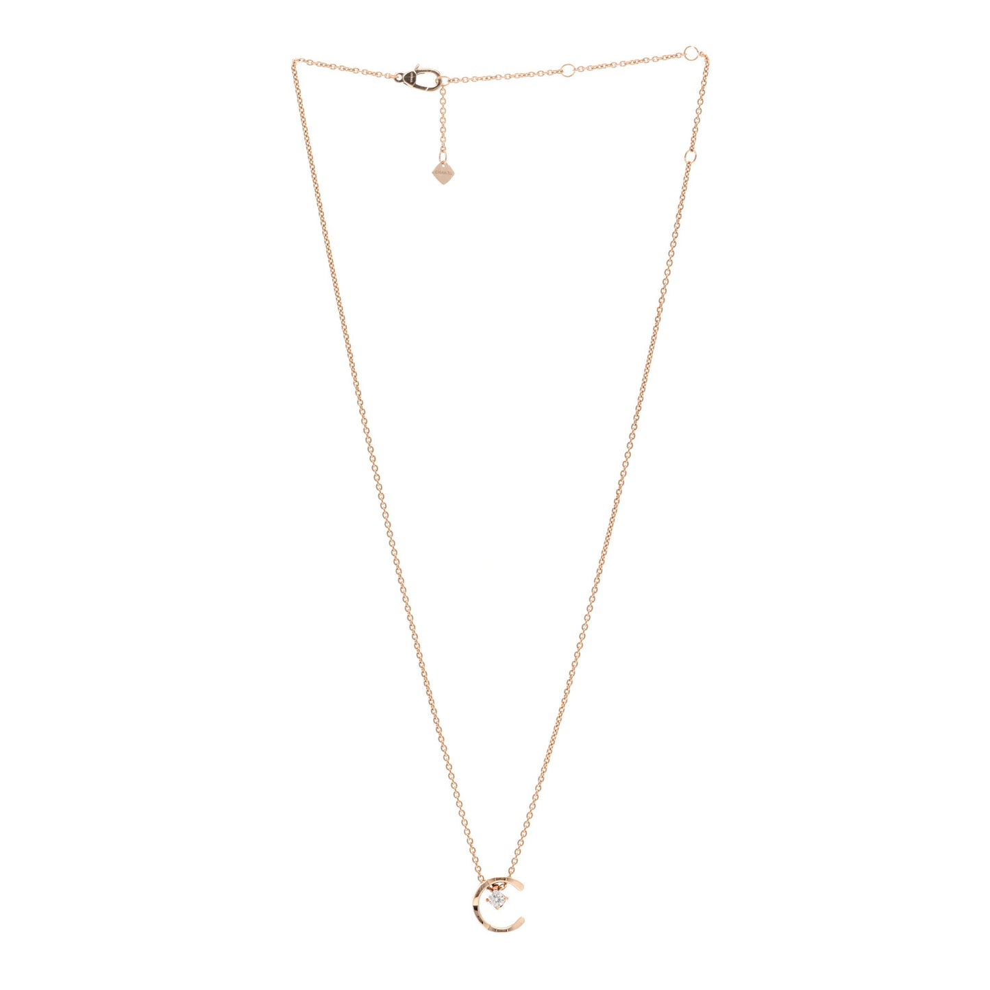 18K Beige Gold Diamond Coco Crush C Necklace