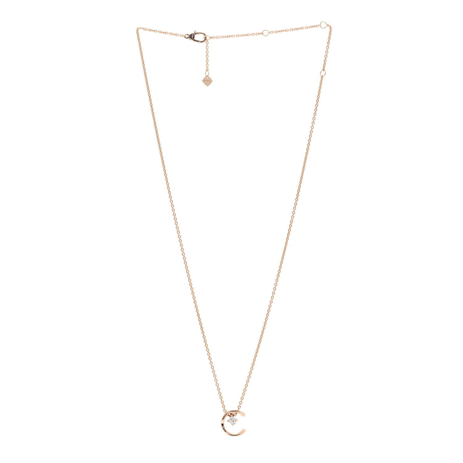 Chanel 18K Beige Gold Diamond Coco Crush C Necklace 3 of 4