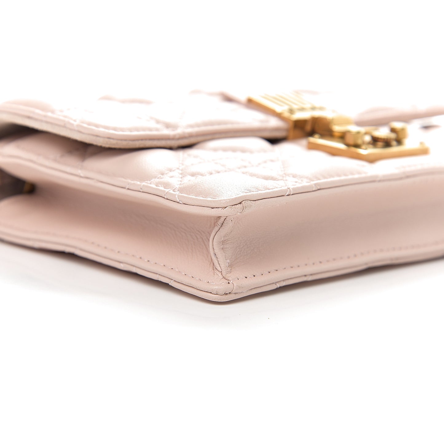 Lambskin Cannage Dioraddict Wallet on Chain Clutch Rose Poudre