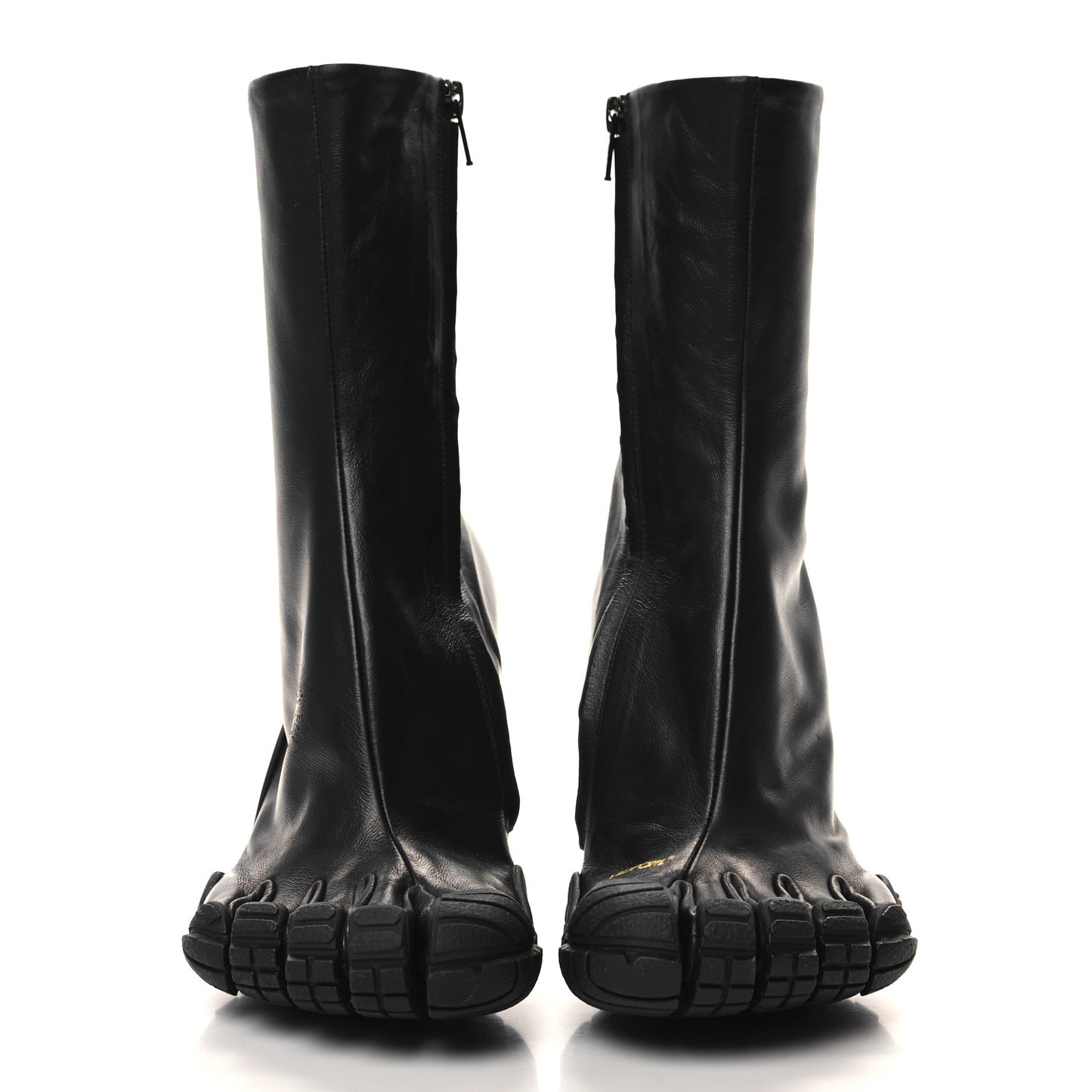X VIBRAM Calfskin 80mm Toe Booties 39 Black
