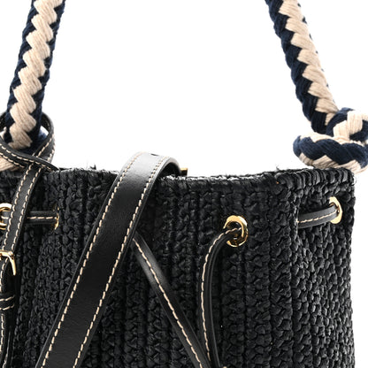 Prada Yarn Raffia Effect Crochet Mini Bucket Bag Black 7 of 9