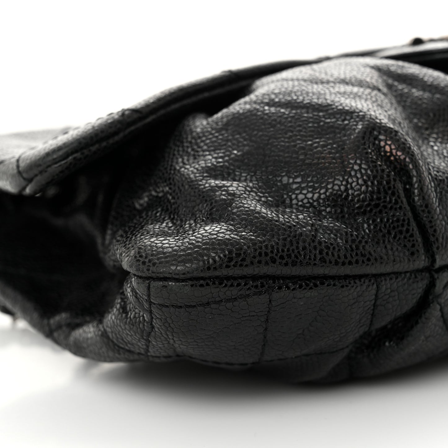 Caviar Quilted Medium Elastic Flap Black