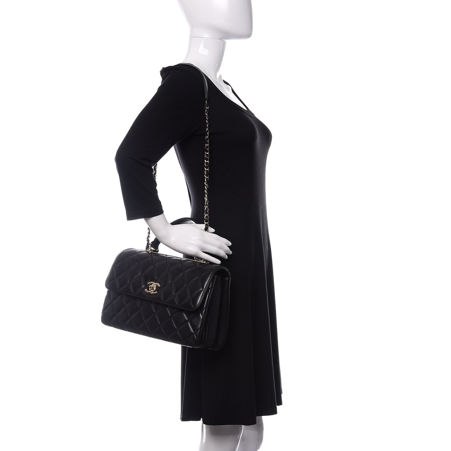 Chanel Lambskin Quilted Medium Trendy CC Flap Dual Handle Bag Black 2 of 14