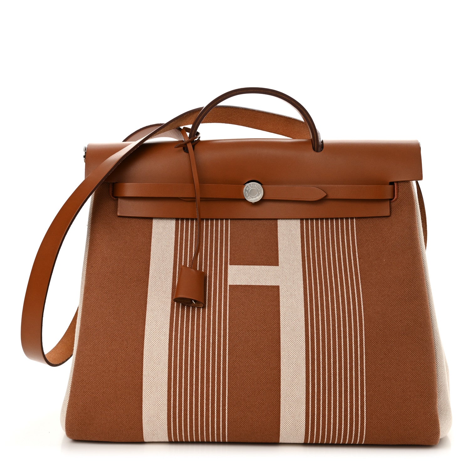 Hermes Vache Hunter Toile H Vibration Herbag Zip 39 MM Fauve Ecru Beige 1 of 10