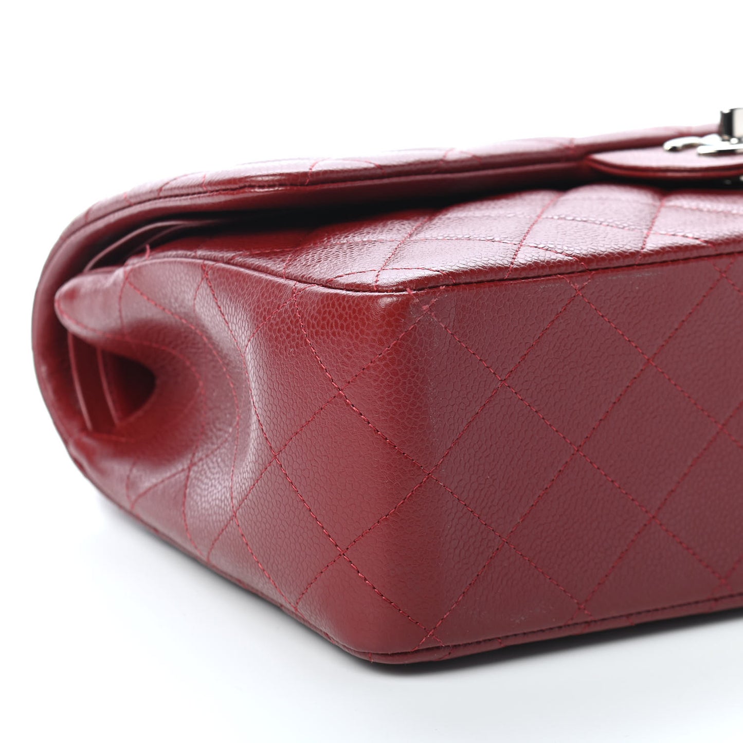 Caviar Quilted Jumbo Double Flap Dark Red