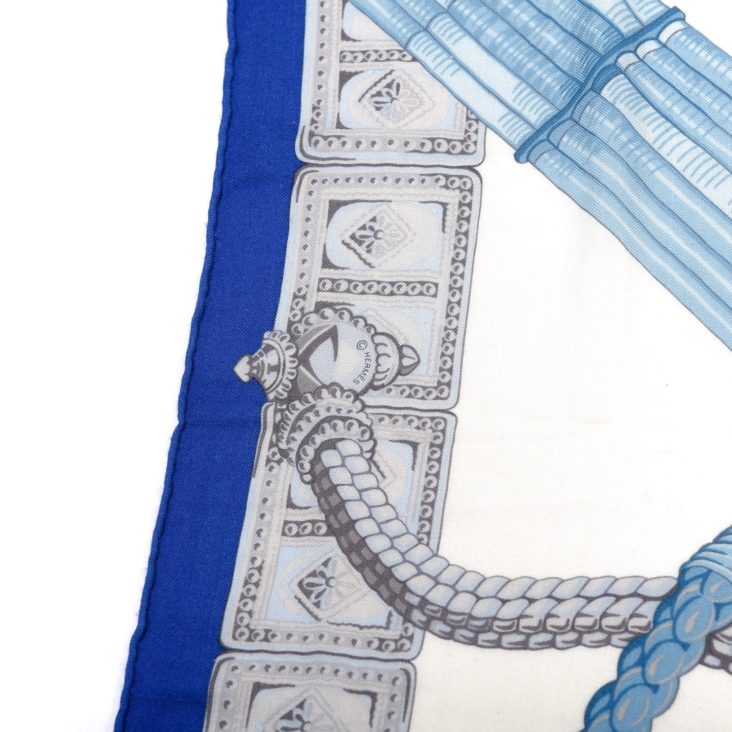 Cashmere Silk Ceintures et Liens Shawl 140 Bleu Klein Blanc Vert