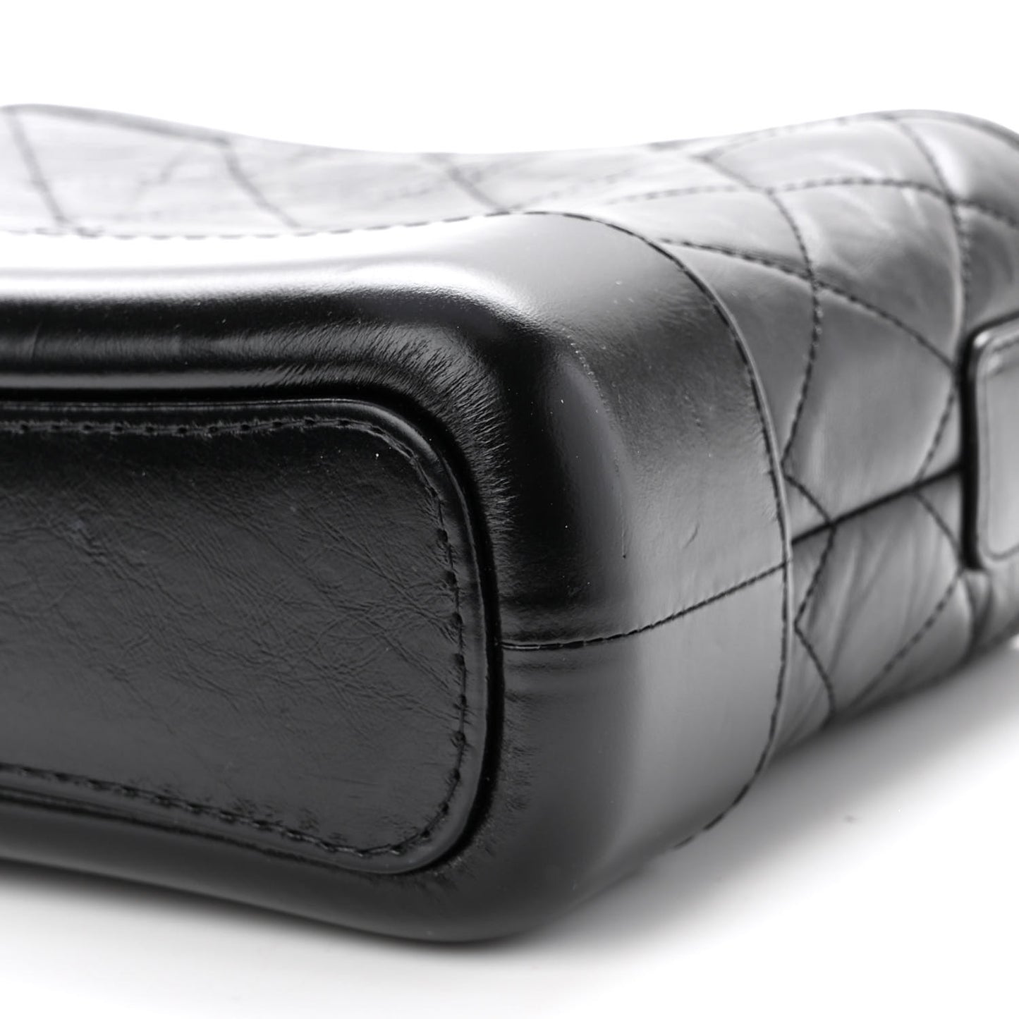 Aged Calfskin Quilted Small Gabrielle Hobo Black