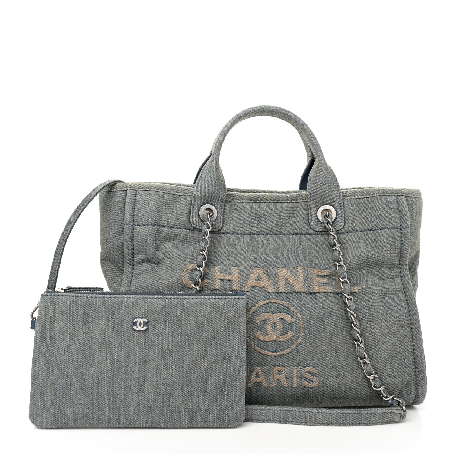Chanel Denim Small Deauville Tote Light Blue 3 of 10