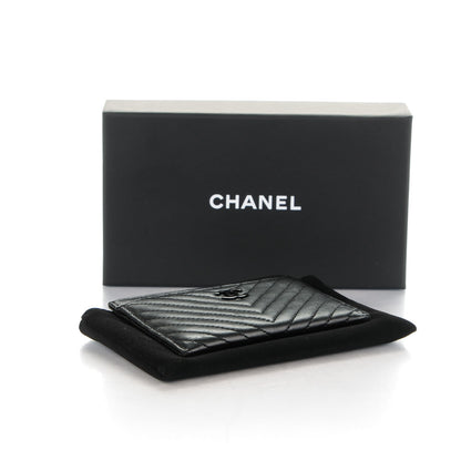Chanel Lambskin Chevron Quilted Card Holder So Black 3 of 8