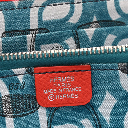 Hermes Epsom Silk'in Wallet Orange Poppy Bleu Saint Cyr 6 of 7