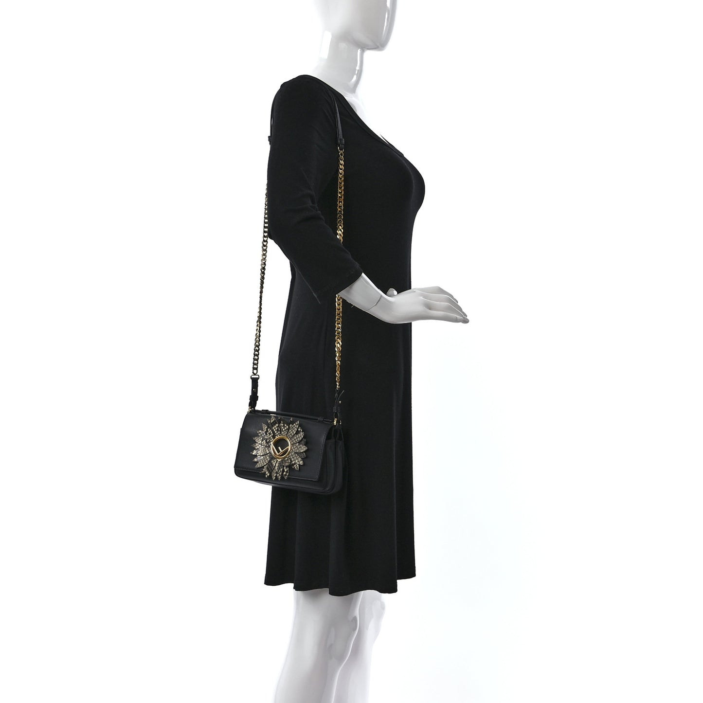 Calfskin Snakeskin F is Fendi Micro Double Baguette Black Multicolor