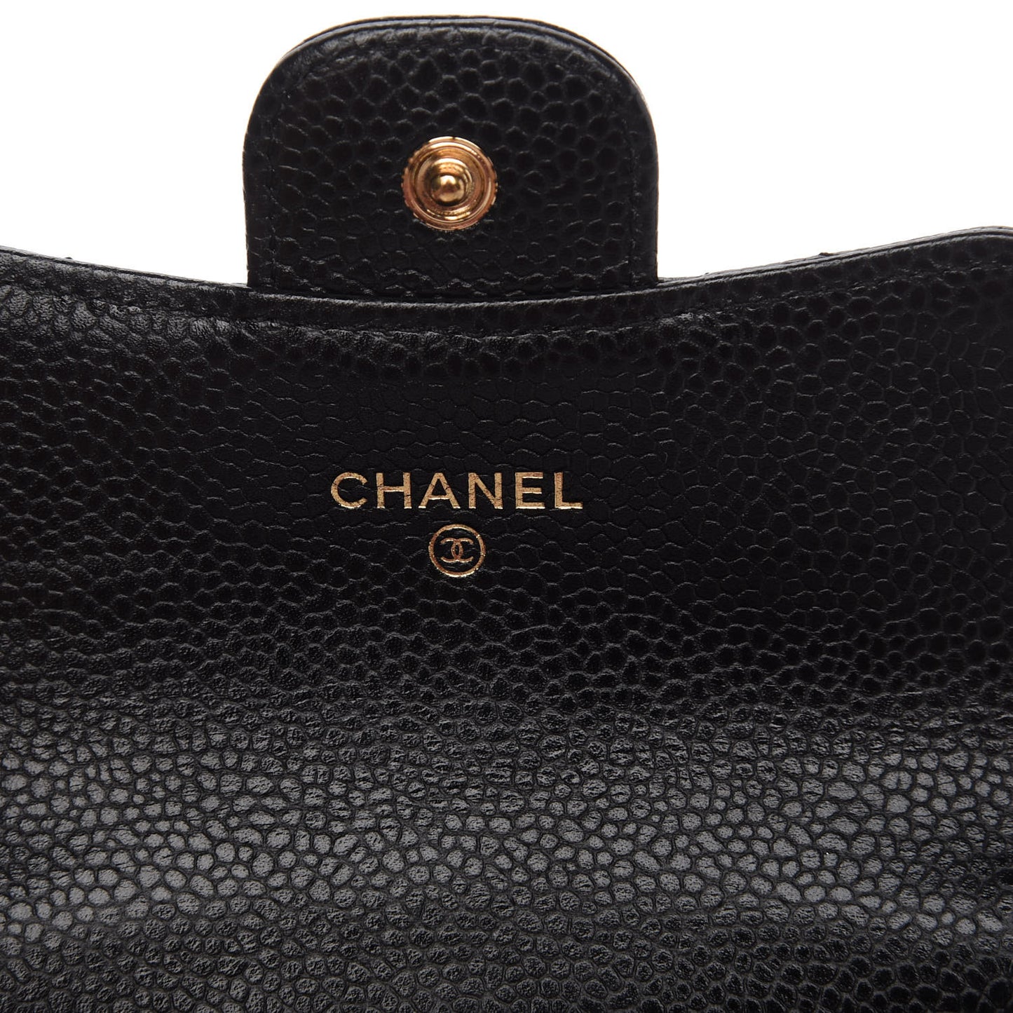 Caviar Quilted Flap Card Holder Black