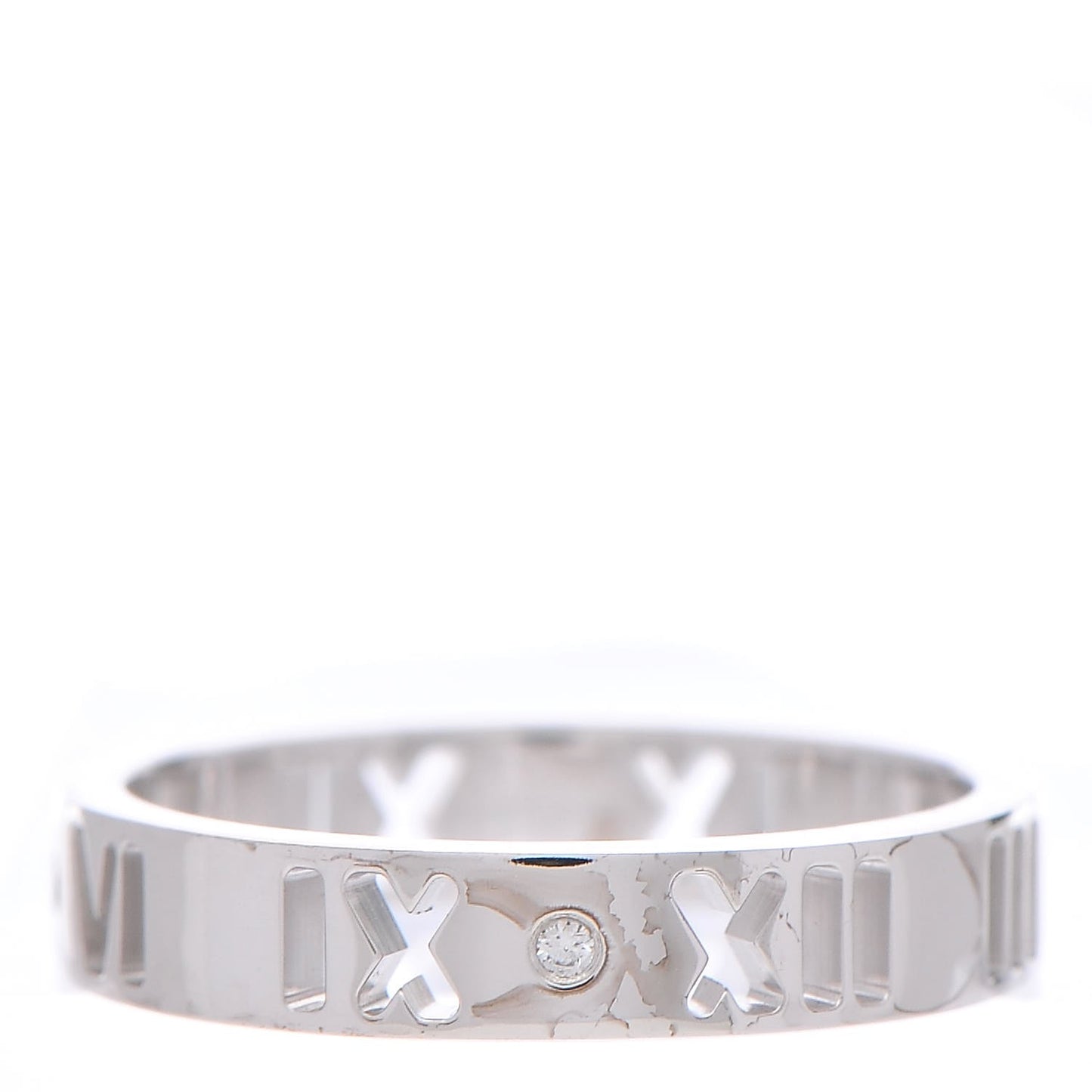18K White Gold Diamond Atlas Pierced Ring 48 4.5
