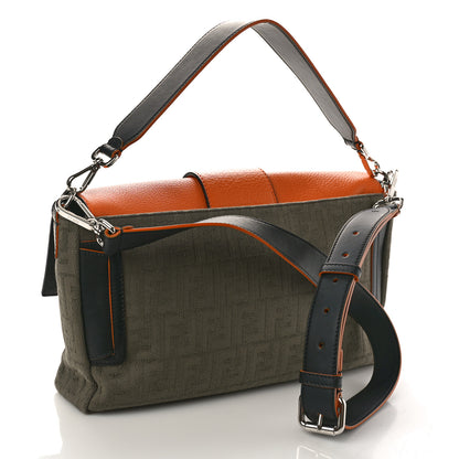 Fendi Canvas Cuoio Roma Vitello Grace Light FF Large Baguette Military Brown Arancio Multicolor 3 of 8
