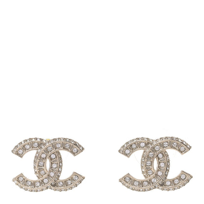 Chanel Crystal Timeless CC Earrings Light Gold 1 of 4