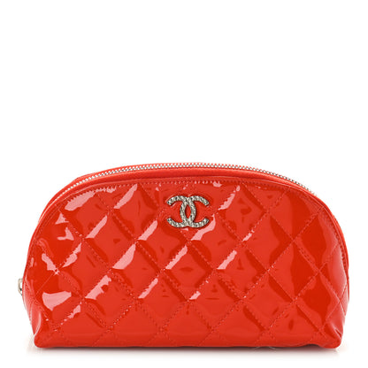 Chanel Patent Quilted Brilliant Cosmetic Case Red 1 of 9