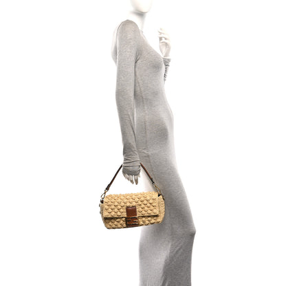 Fendi Hazelnut Stitch Raffia Baguette Beige 2 of 10