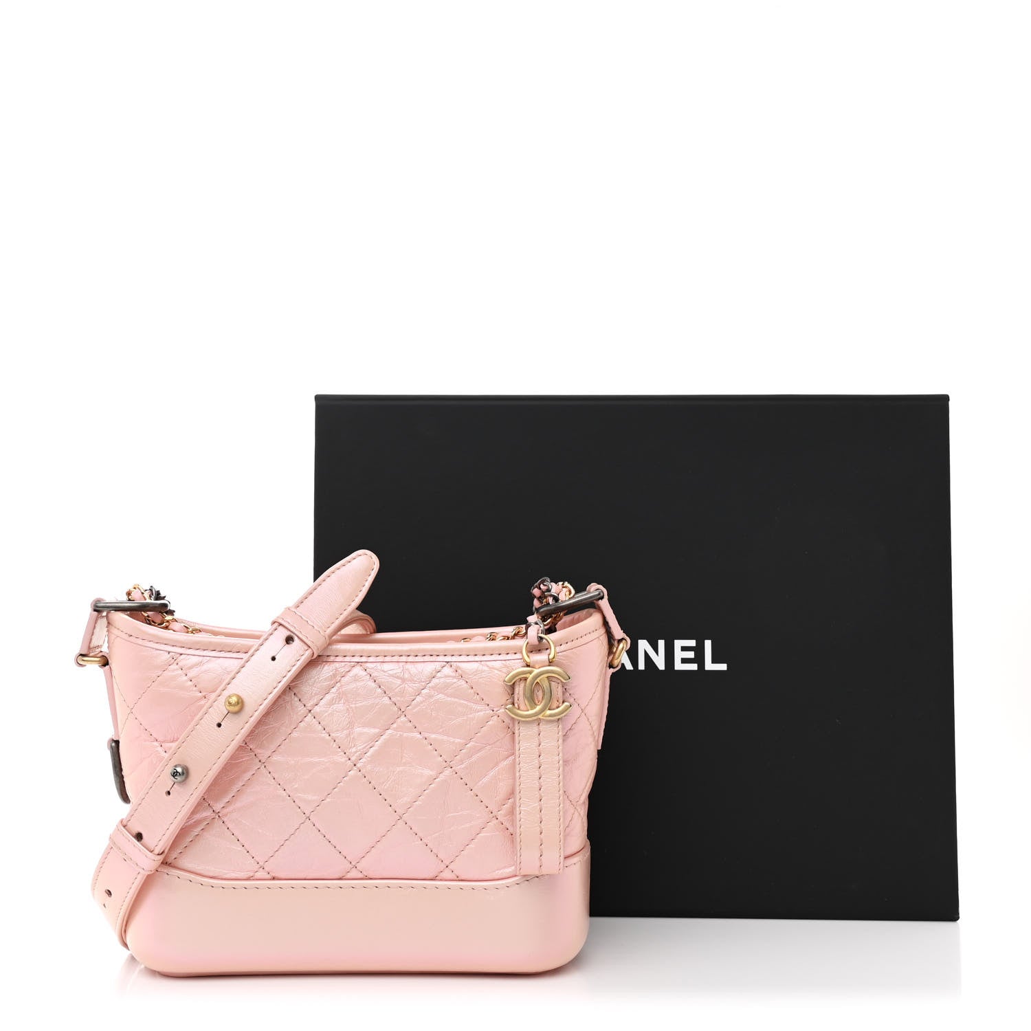 Chanel Iridescent Aged Calfskin Quilted Small Gabrielle Hobo Rose 11 of 11