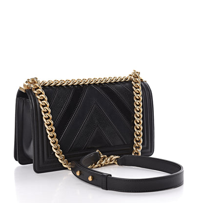 Chanel Caviar Suede Calfskin Chevron Medium Boy Flap Black 3 of 18