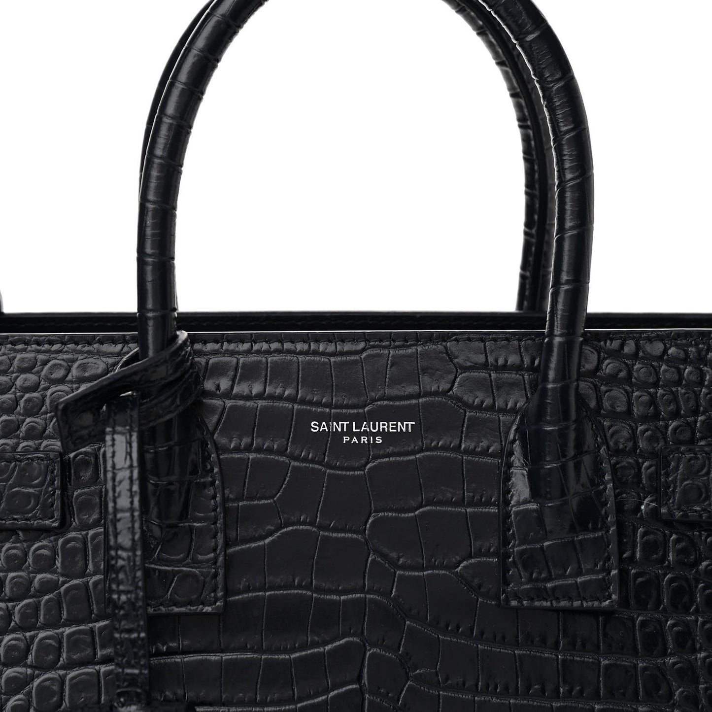 Calfskin Crocodile Embossed Baby Sac De Jour Navy