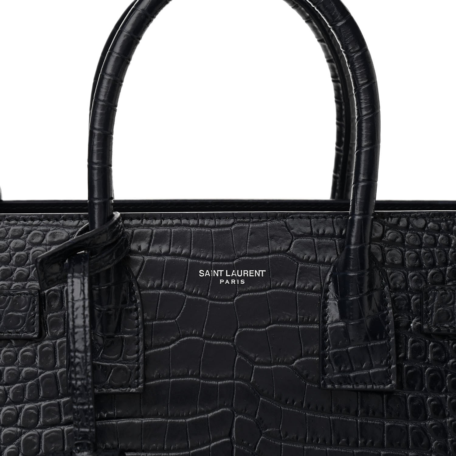 Saint Laurent Calfskin Crocodile Embossed Baby Sac De Jour Navy 7 of 10