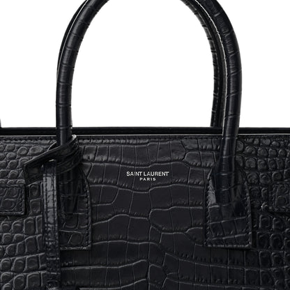 Saint Laurent Calfskin Crocodile Embossed Baby Sac De Jour Navy 7 of 10