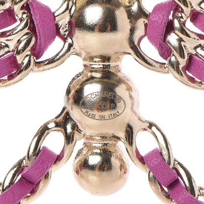 Chanel Lambskin Chain Pearl CC Butterfly Brooch Pink Yellow Gold 4 of 5