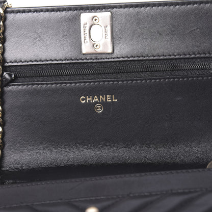 Chanel Lambskin Chevron Quilted Trendy CC Wallet On Chain WOC Black 6 of 15