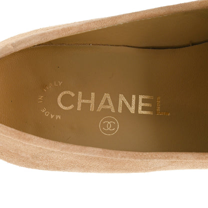 Chanel Suede Metal CC Mocassin Loafers 37 Beige 7 of 9