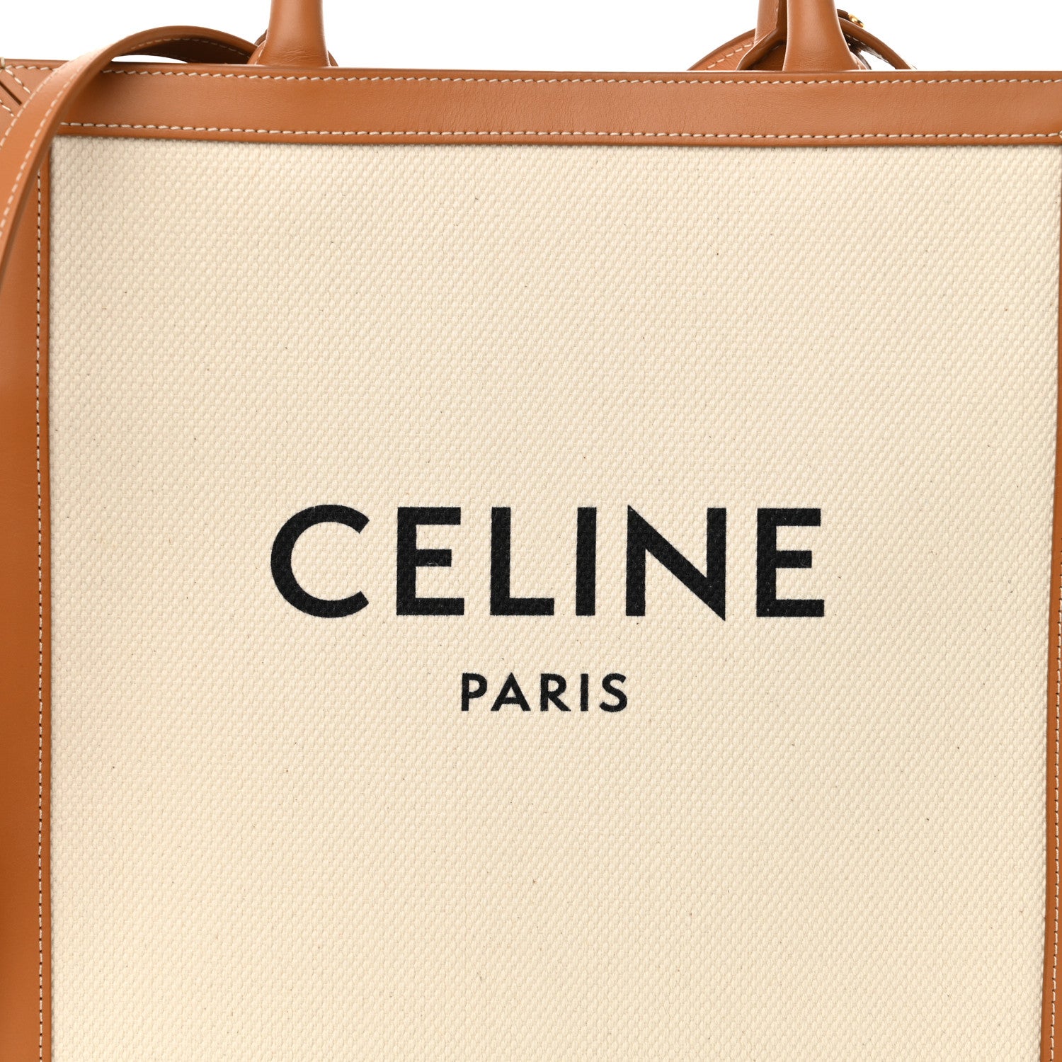 Celine Canvas Calfskin Logo Print Small Vertical Cabas Natural Tan 8 of 10