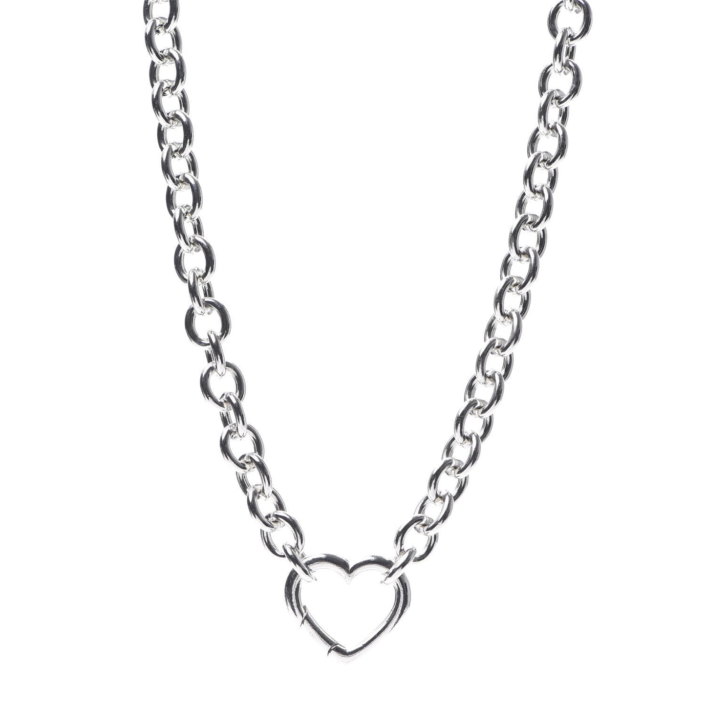 Sterling Silver Heart Clasp Choker Necklace