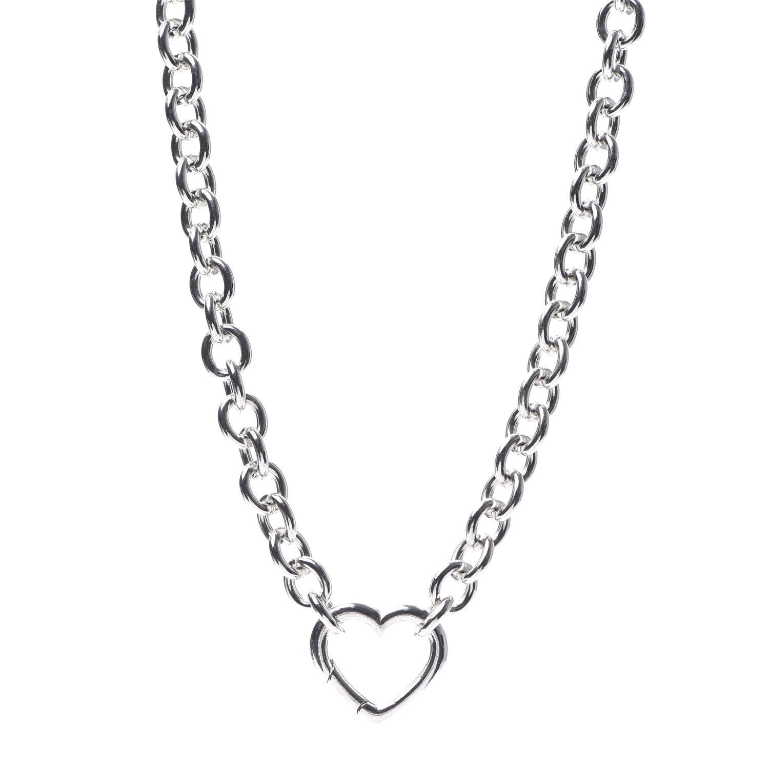 Tiffany Sterling Silver Heart Clasp Choker Necklace 1 of 3