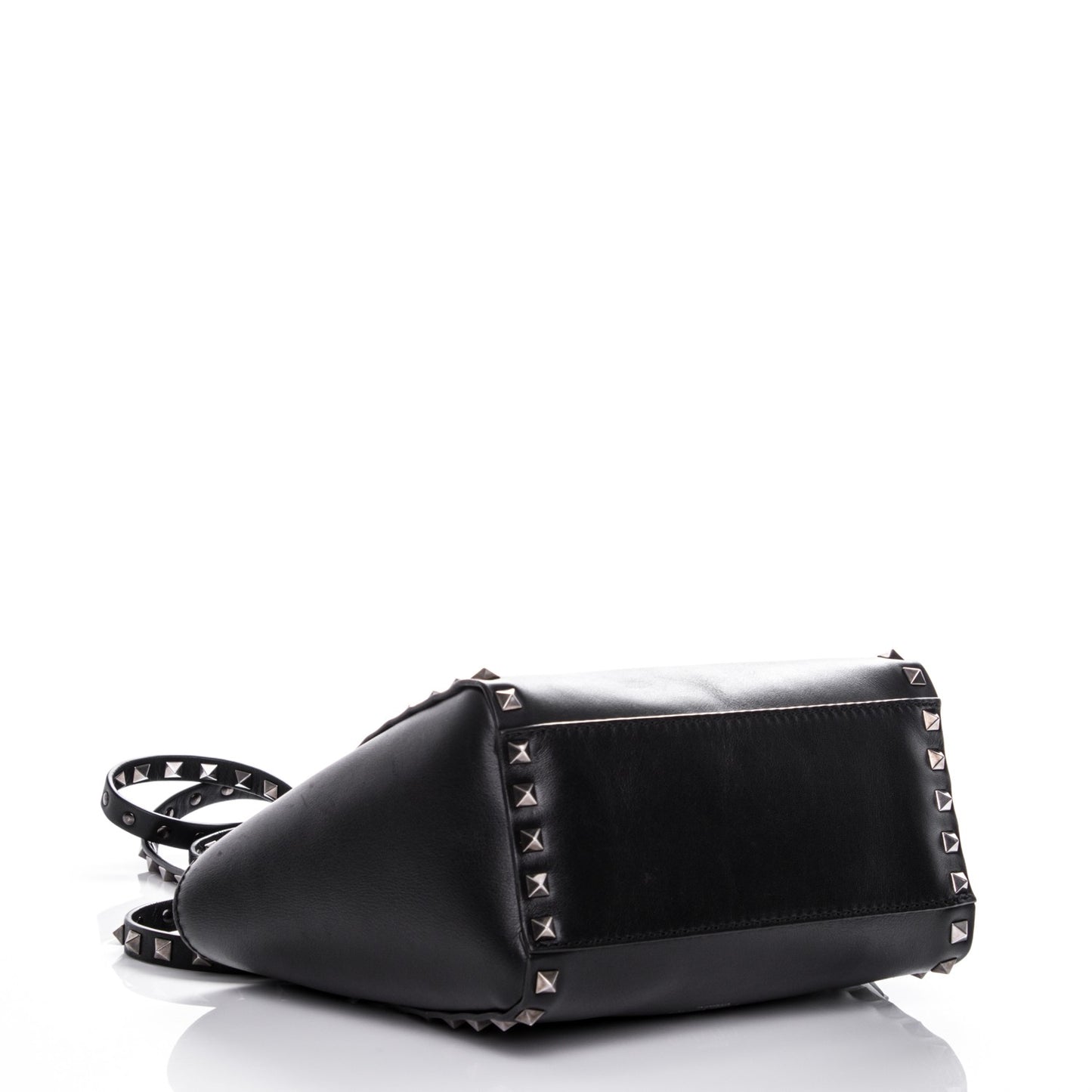 Vitello Mini Rockstud Double Handle Tote Black