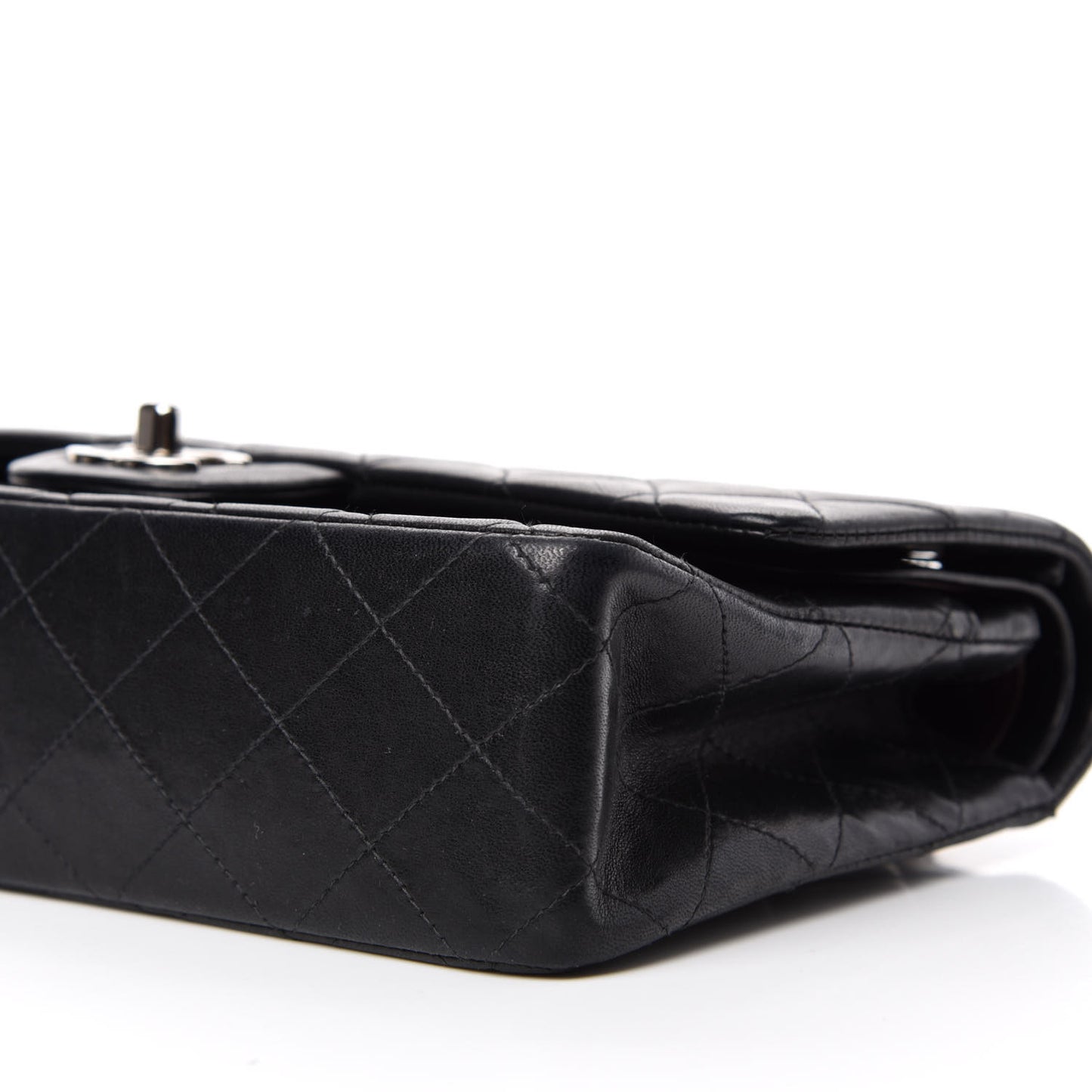 Lambskin Quilted Medium Double Flap Black