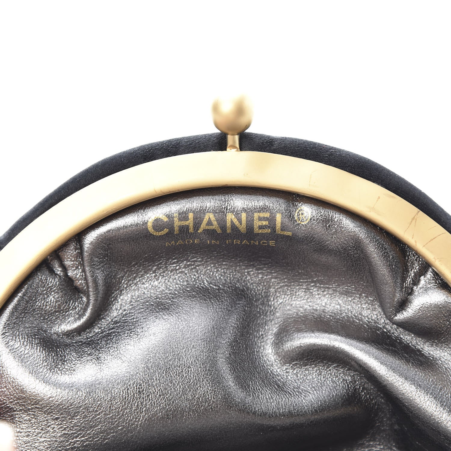 Chanel Satin Crystal Evening Wristlet Clutch Black 6 of 8