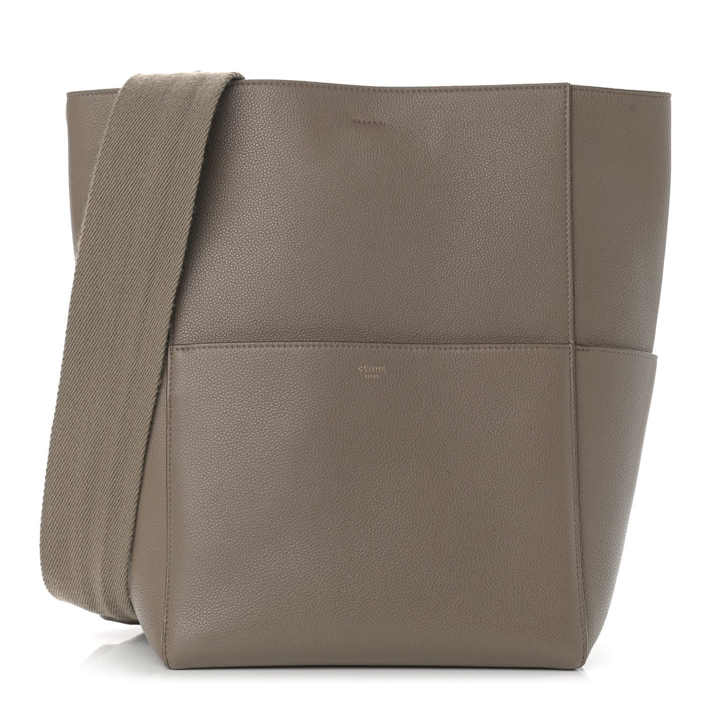 Soft Grained Calfskin Sangle Bucket Bag Taupe