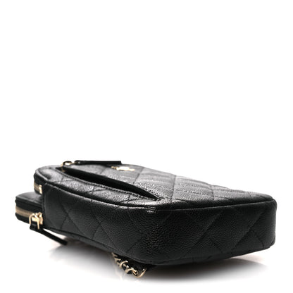 Chanel Caviar Quilted Phone Holder With Chain Black 3 of 9