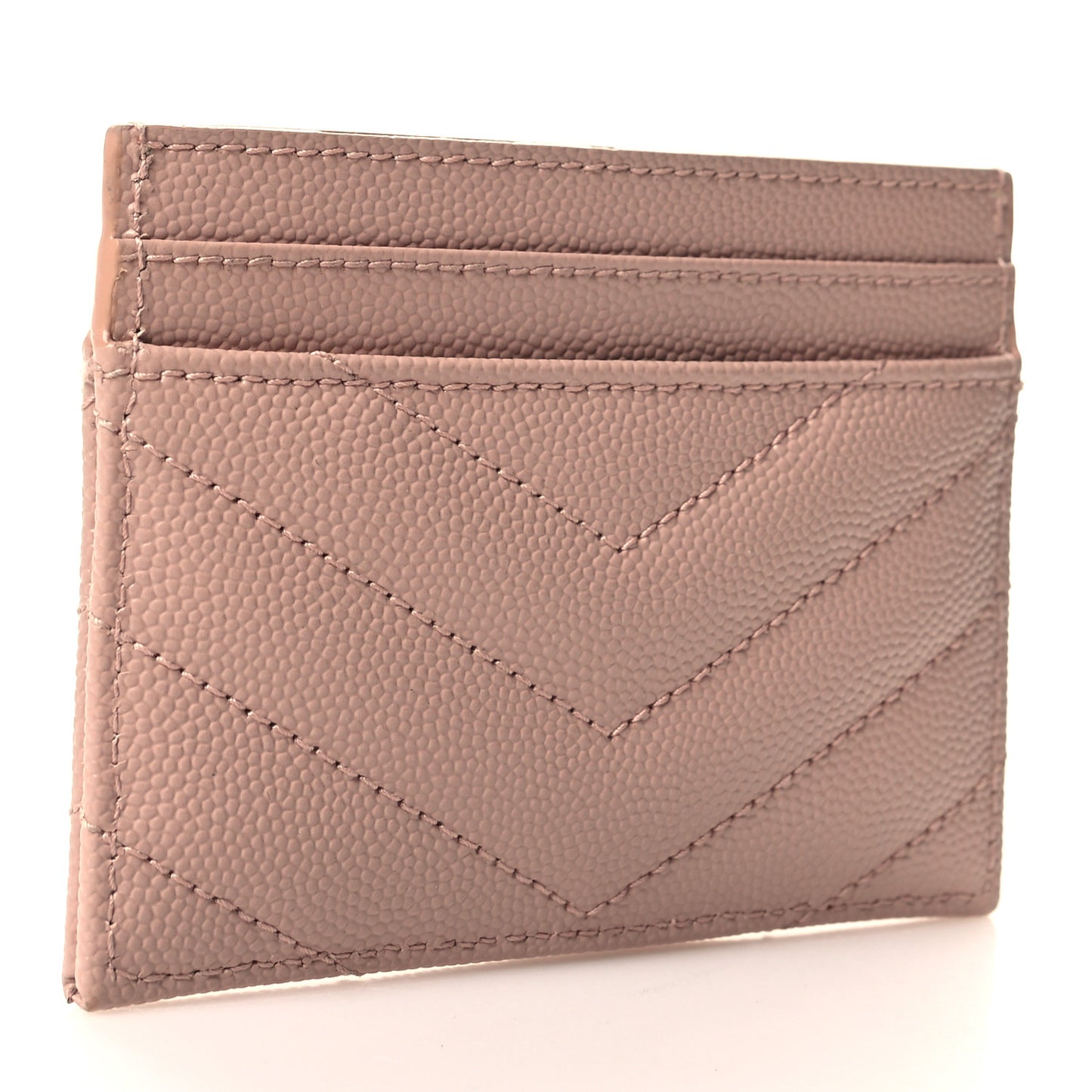 Grain De Poudre Matelasse Chevron Monogram Credit Card Case